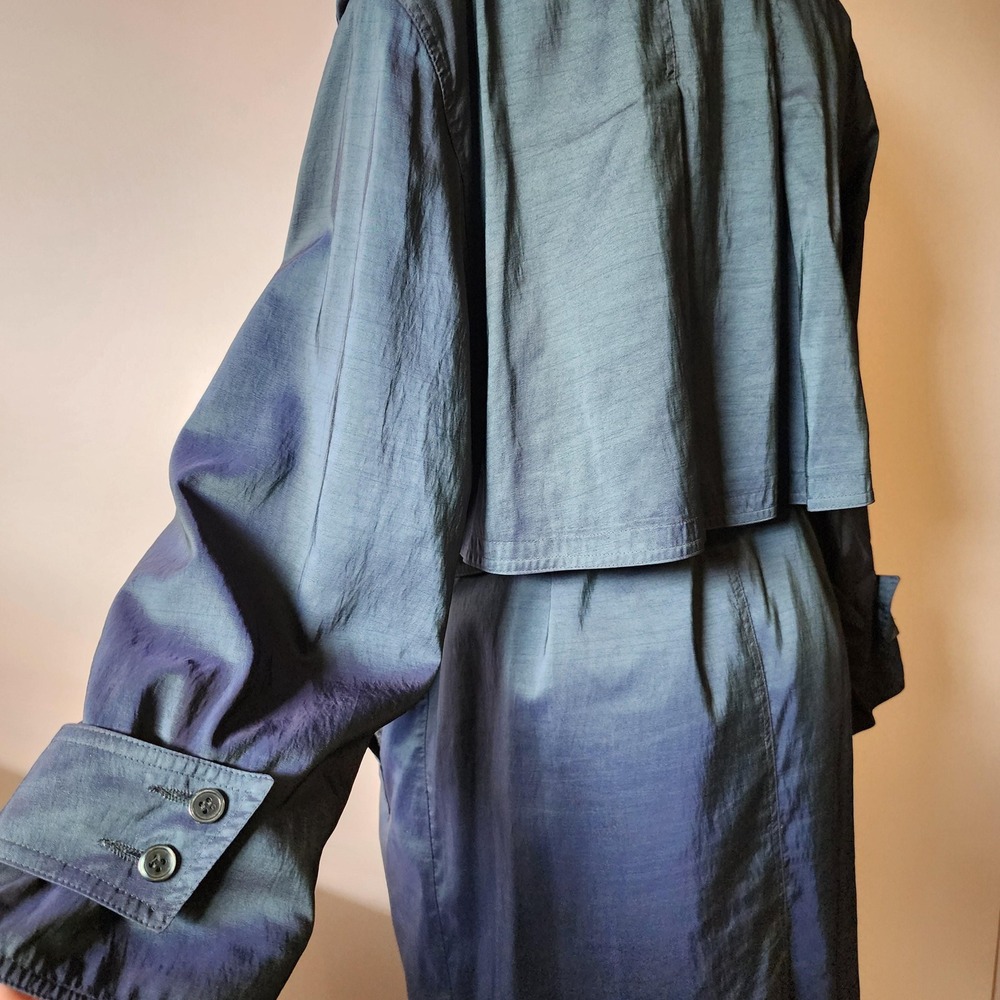 Forecaster of Boston Blue Green Iridescent Trench Coat Removable Liner 13/14 - Picture 6 of 11